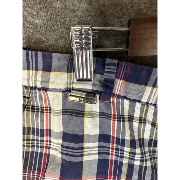 LRL Lauren Ralph Lauren Active‎ Plaid Shorts Women 14 Red & Blue Golf Bermudas - Picture 8 of 13